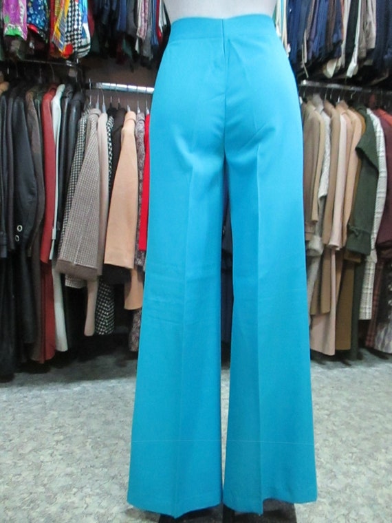 Vtg 70s deadstock turquoise flared pants/NOS flar… - image 4