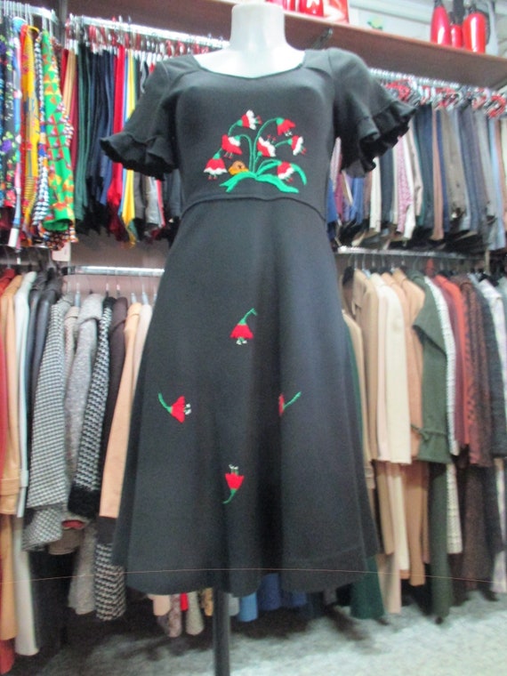 black jersey fit and flare dress Black Long Sleeve Dress Fit & Flare Boat Neck Cocktail Party Dress |  Structured Skater LBD with Button Cuffs for Evening & Date Night main image 1
