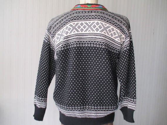 80s pure wool black norwegian jumper/Pewter frog … - image 6