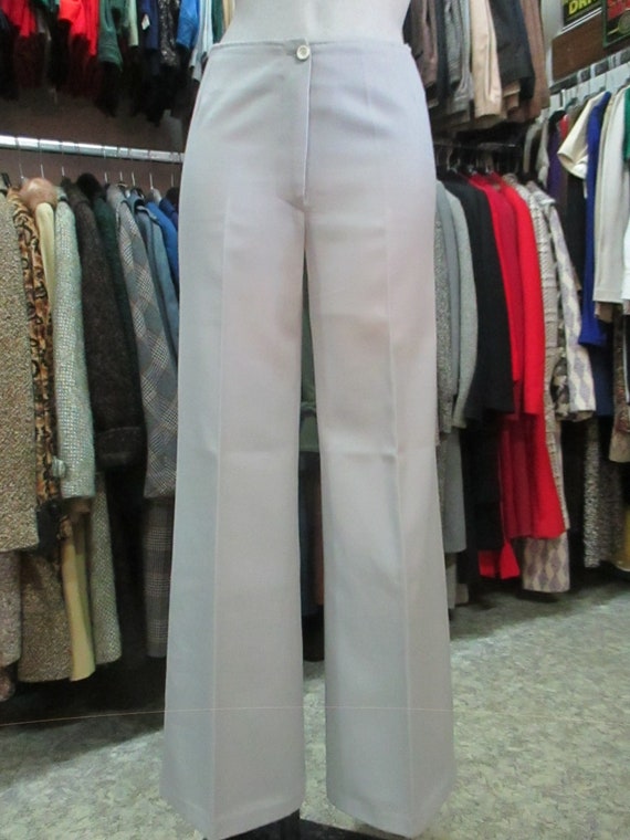 Vtg 70s pale grey flared pants/70s trousers/Diole… - image 1