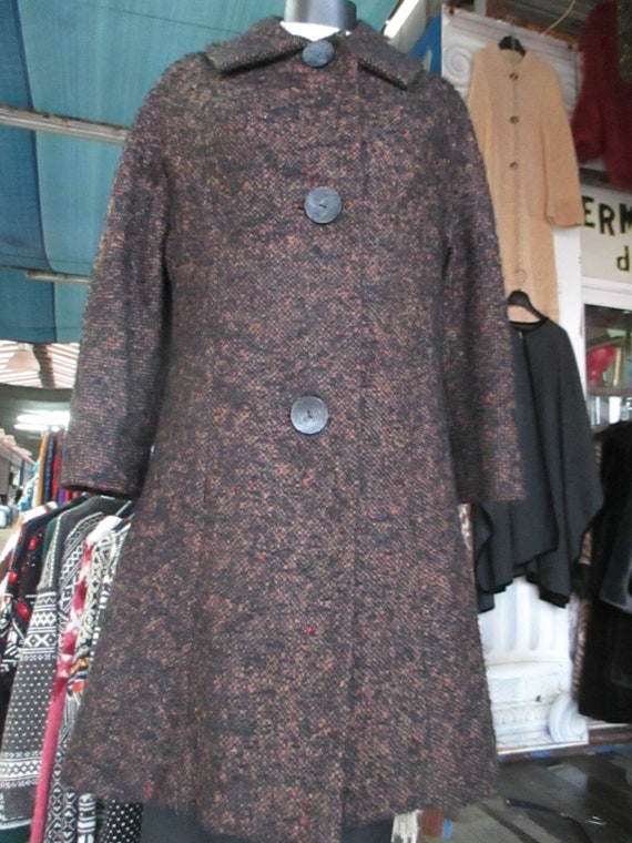 Early 60s tailored flecked A-line coat/Made in Ita