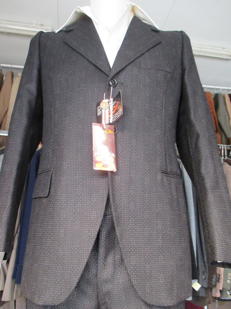 Vtg 60s Deadstock Black Suit 60s NOS Mod Suit made in Italy by marzotto pure Wool slim Jacket
