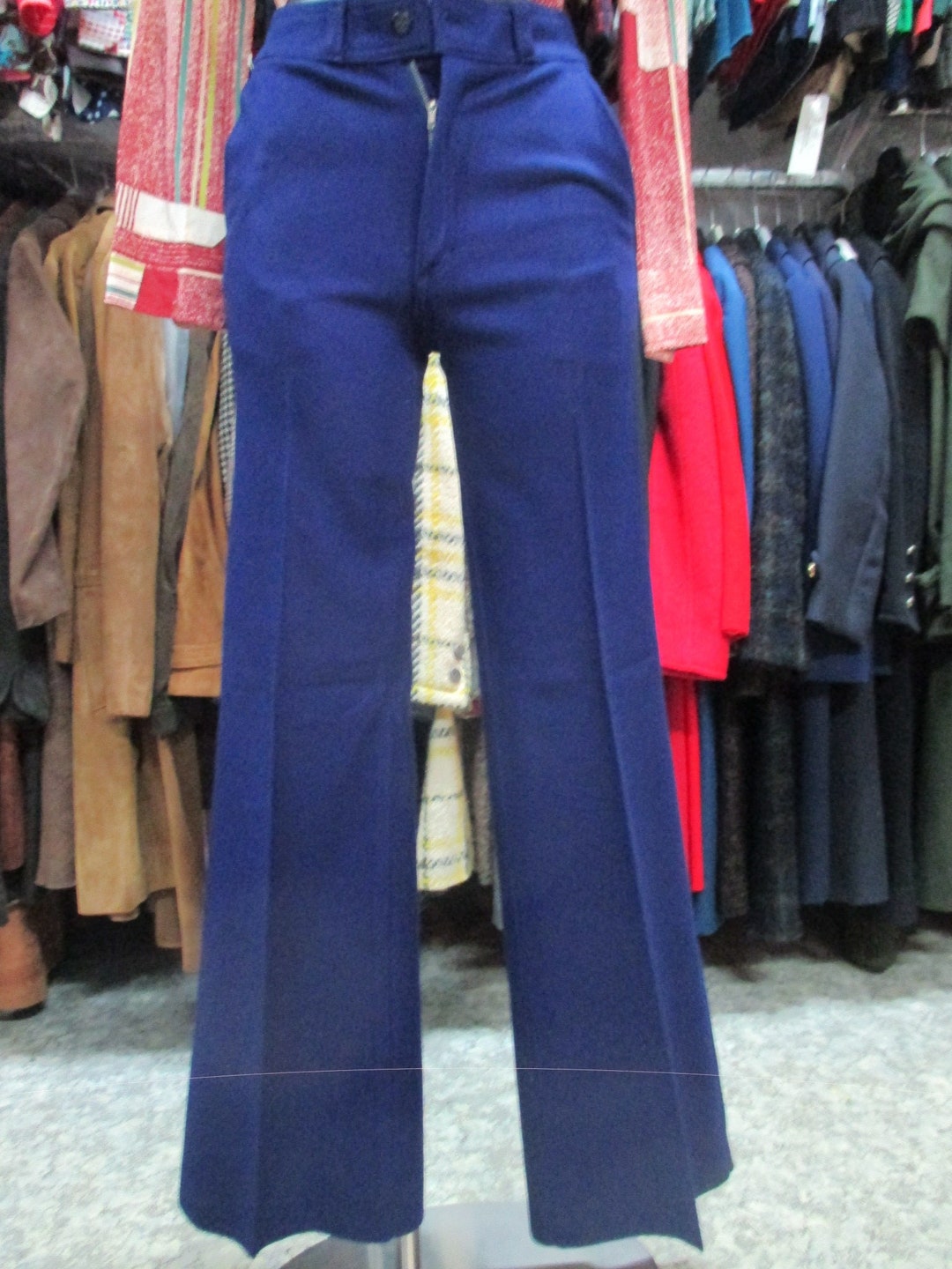 Run & Fly Men's 70s Vintage Retro Bell Bottom Flares - Green/Black Tartan Trousers