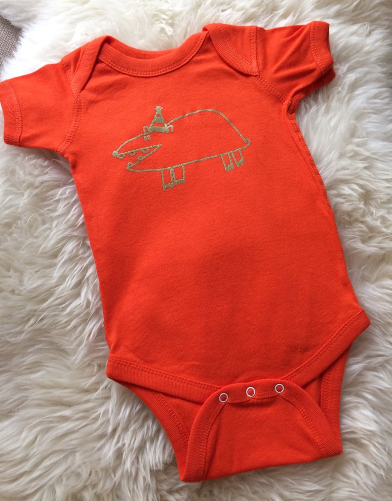 12 MO Baby Onesie Orange Gift Animal Baby Clothes Funny Mole In The Hole Party Mole 6 MO 24 MO Orange Gold Unisex Baby Gift