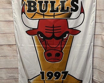Vintage NBA Chicago Bulls Man Cave Flag Banner 1997 Champions 35"x58"