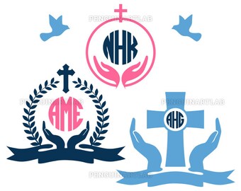 Download Christian Cross Circle SVG Cut Files Monogram Frames for ...