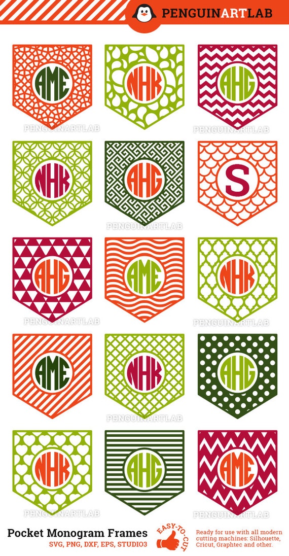 Download Shirt Pocket Monogram Frames SVG Cut Files for Electronic | Etsy