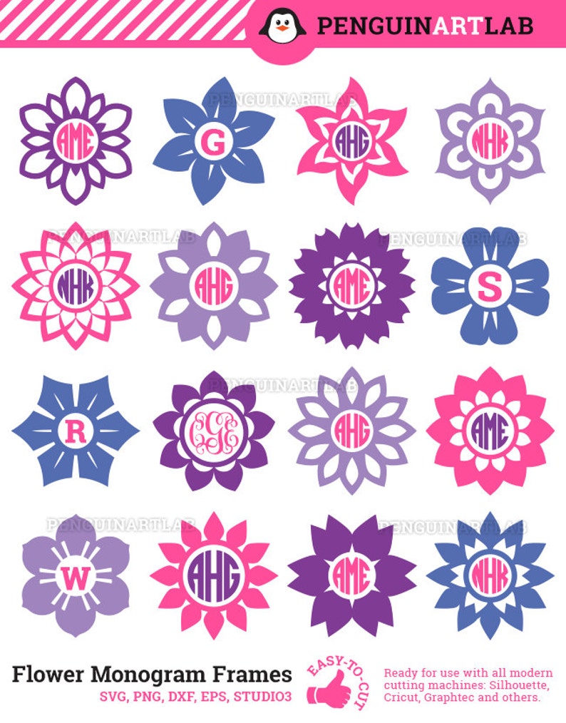 Download Flower Circle Monogram Frames Summer Flowers SVG Cut Files ...