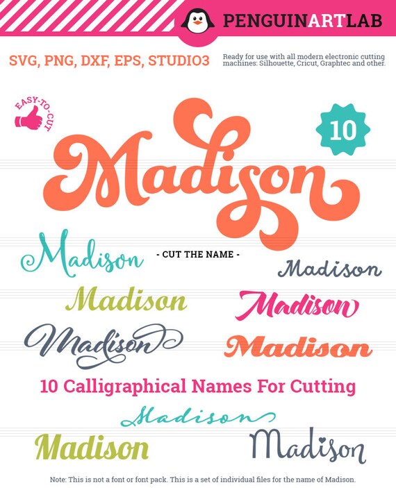 Madison 10 SVG Calligraphical Names For Cutting and Additional | Etsy