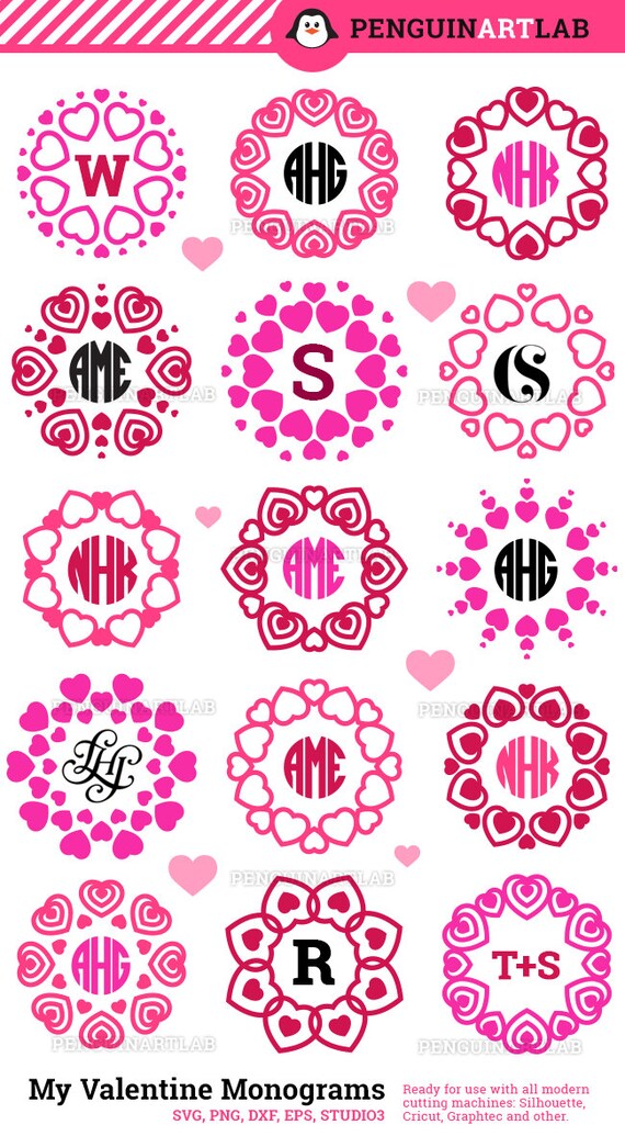 Download My Valentine Monogram SVG Frames Heart Valentine's Day Cut ...