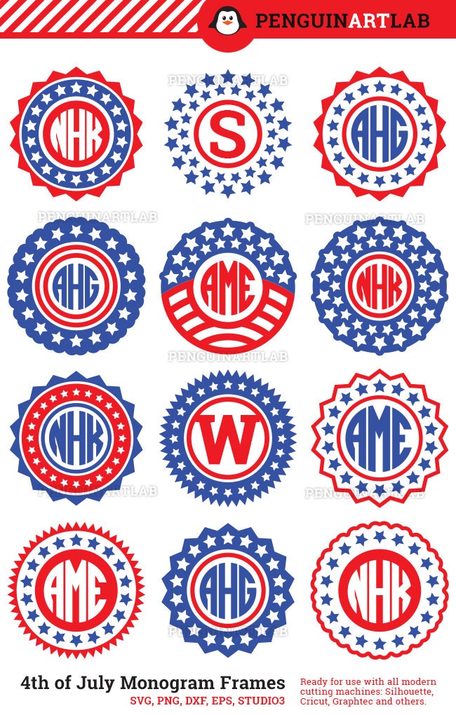 Download 4th of July Monogram Frame SVG Cut Files for Vinyl Cutter ...