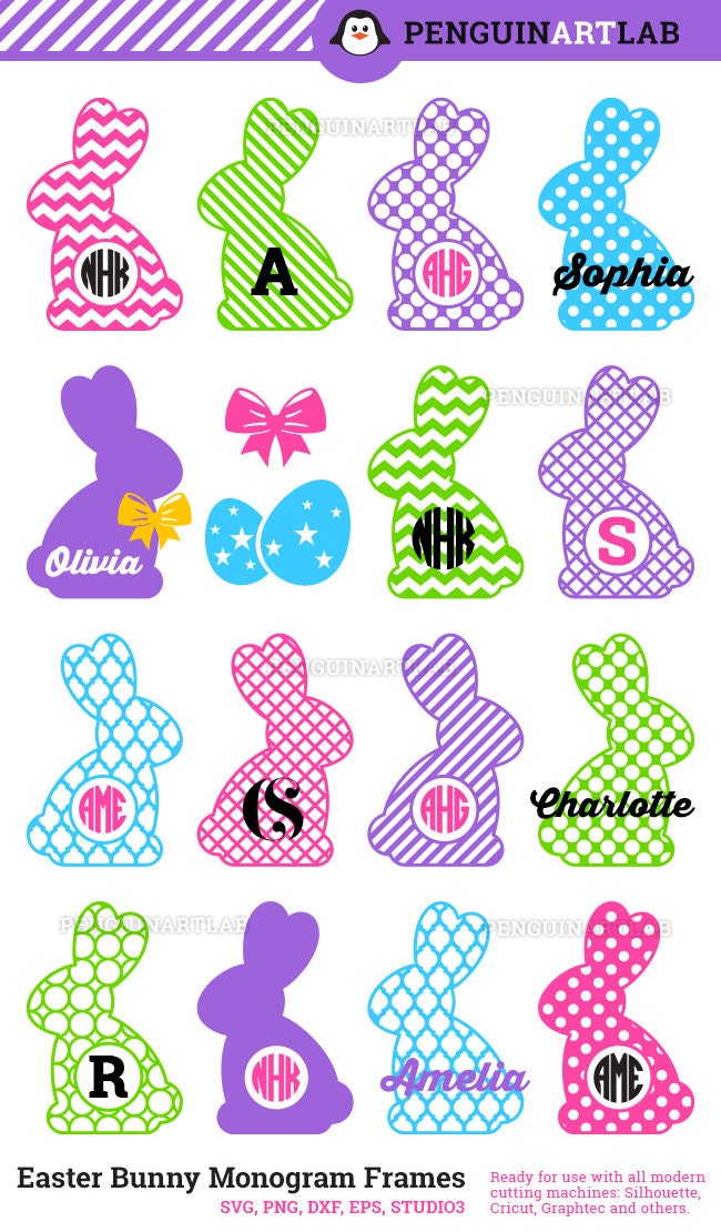 Download Easter Bunny Circle Monogram Frames Rabbit SVG Cut Files ...