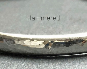 Solid Silver Oval Cuff Bangle, Hammered, Polished or