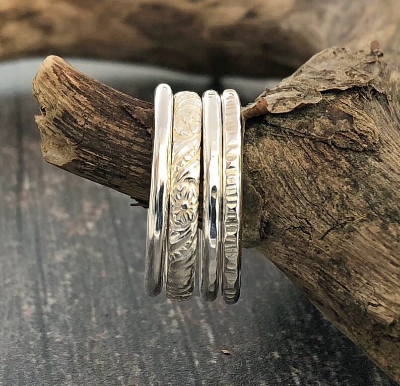 Flower ring Patterned sterling silver ring Delicate silver | Etsy