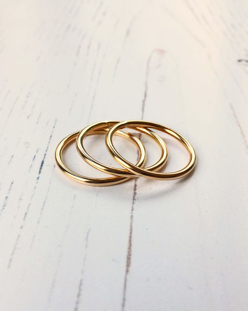 Gold ring, gold stacking ring, gold fill ring, polished gold stacking ring, gift for her image 5