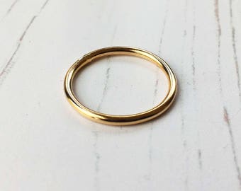 Gold ring, gold stacking ring, gold fill ring, polished gold stacking ring, gift for her