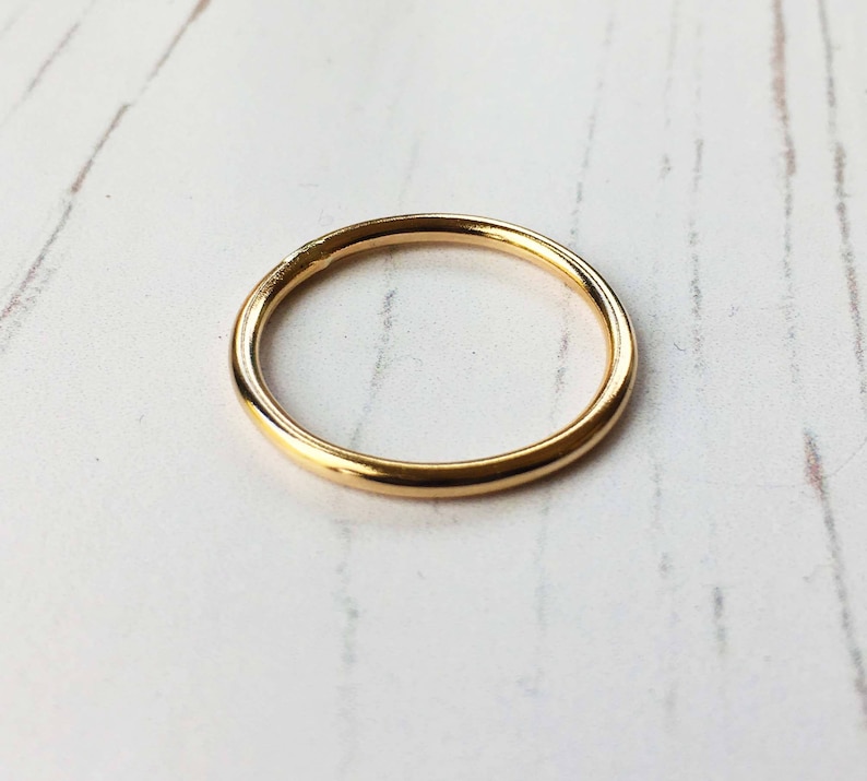 Gold ring, gold stacking ring, gold fill ring, polished gold stacking ring, gift for her image 1