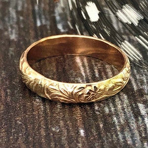 Gold flower ring, 14 K gold filled nature inspired floral band