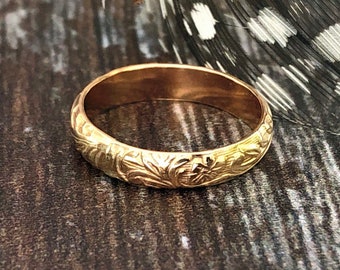 Gold flower ring, 14 K gold filled nature inspired floral band