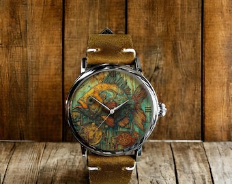 Steampunk Fisch Art Mechanische Leder Armbanduhr