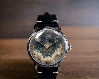 Orologio da polso meccanico in pelle Constellation Astronomy Art