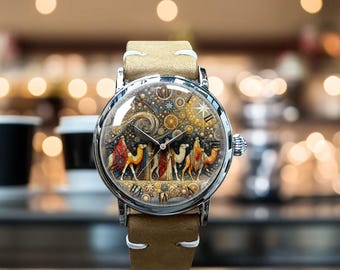CamelJourney Art Mechanische Lederarmbanduhr