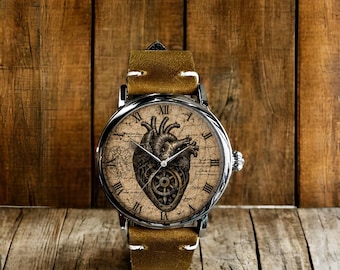 Anatomy Of Time Art Mechanical Leather Wrist Watch