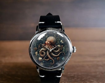 Octopus Art Mechanical Leather Wrist Watch
