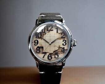 Retro Arabic Numerals Art Mechanical Leather Wrist Watch