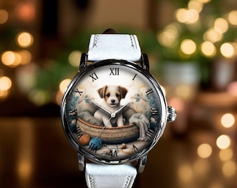 Dog Art Mechanical Leather Wrist Watch