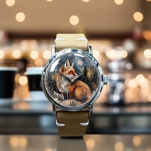 Retro Fox Mechanical Leather Watch, Fox Mechanical Watch, Mechanical Wrist Watch, Lady Size Mechanical Watch