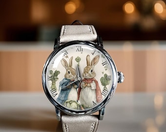 Rabbit Art Mechanical Leather Wrist Watch