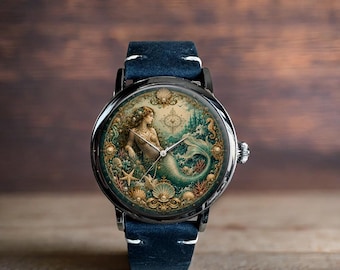 Vintage Mechanische Meerjungfrau Uhr, Ozean Fantasie Meer Kunst