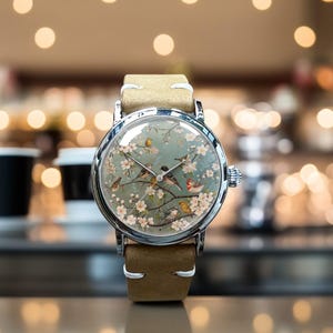 Retro Birds Mechanical Leather Watch, Bird Mechanical Watch, Mechanical Wrist Watch, Lady Size Mechanical Watch