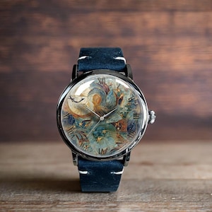 Stars Moon Mechanical Leather Watch, Moon Mechanical Watch, Mechanical Wrist Watch, Lady Size Mechanical Watch