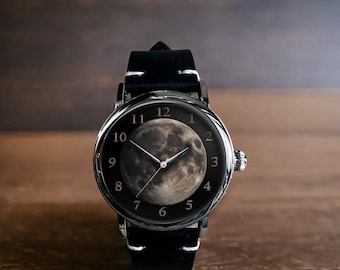 Orologio da polso meccanico in pelle Moon Art