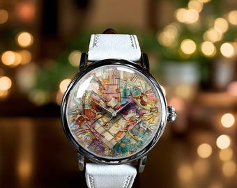 Abstract Art Mechanical Leather Wrist Watch
