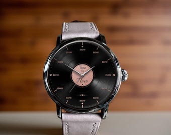 Time Is Now Mechanical Watch, Romantic Vinyl Record Dial