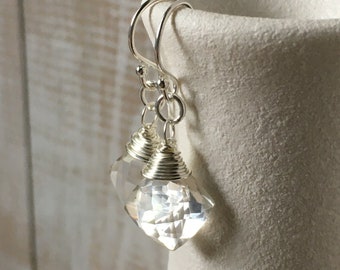 Clear quartz earrings~gemstone earrings~ dangle earrings~drop earrings~petite earrings~dainty earrings~ dangle earrings earrings