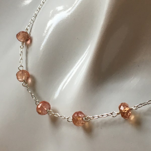 Pink  imperial Topaz gemstone necklace,gemstone jewellery,dainty gemstone drop necklace, gift for her,gemstone jewellery,silver necklace