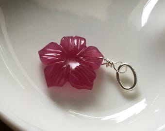 Pink Onyx Gemstone flower pendant