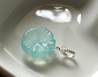 SINGLE Blue Onyx Gemstone flower pendant