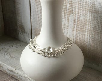 Sterling silver bracelet set with Quartz