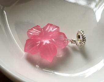Pink Onyx Gemstone flower pendant