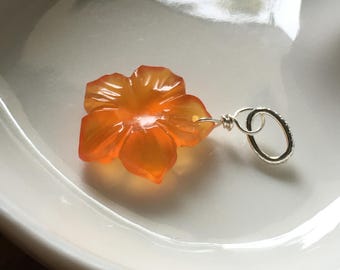 Orange Onyx Gemstone flower pendant