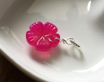 Pink Onyx Gemstone flower pendant