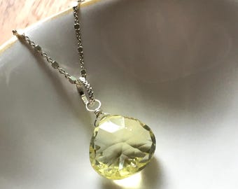 Lemon quartz gemstone necklace