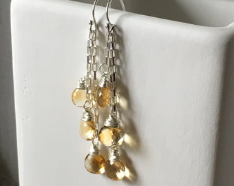 Citrine dangle earrings~gemstone earrings~dangle earrings~drop earrings~petite earrings~dainty earrings~ dangle earrings earrings