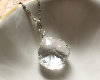 Large Clear quartz gemstone necklace