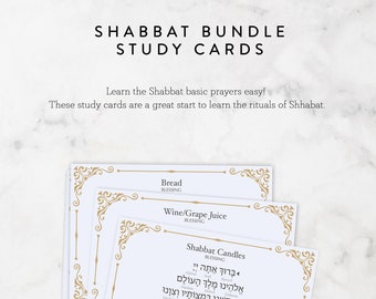 Shabbat Prayers Flashcards Bundle. Shabbat Dinner Flashcards. 7 Cards total with the Shabbat traditional prayers.